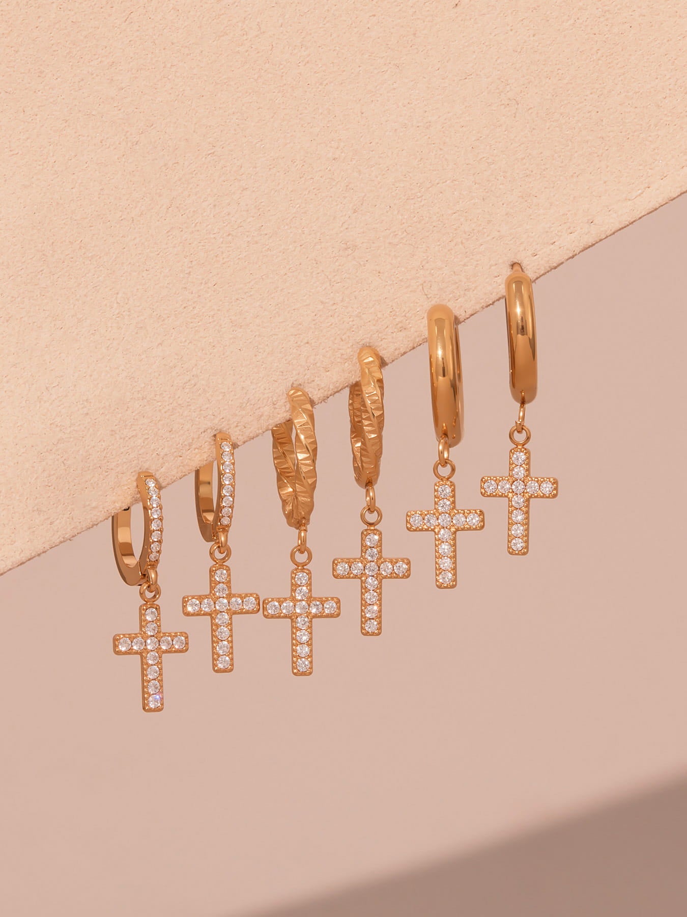 Classic Simple Cross Micro Paved Zircon Earrings