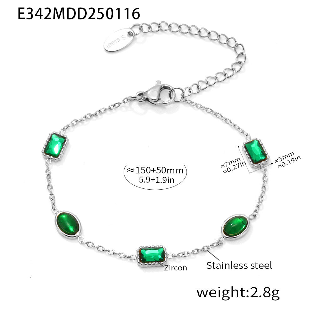 Stainless Steel Handmade Zircon Inlaid Bracelets