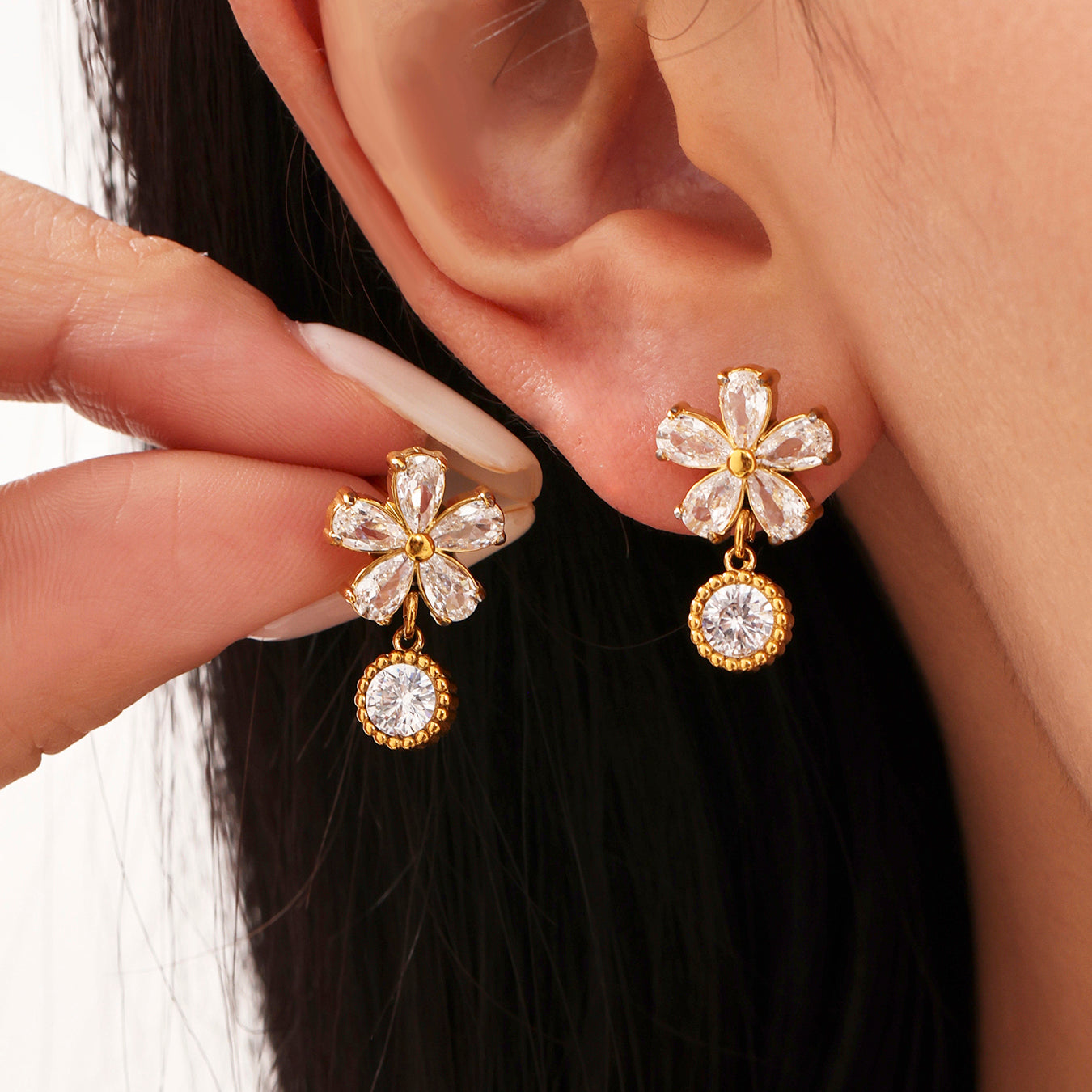 Zircon Flower Earrings For Women
