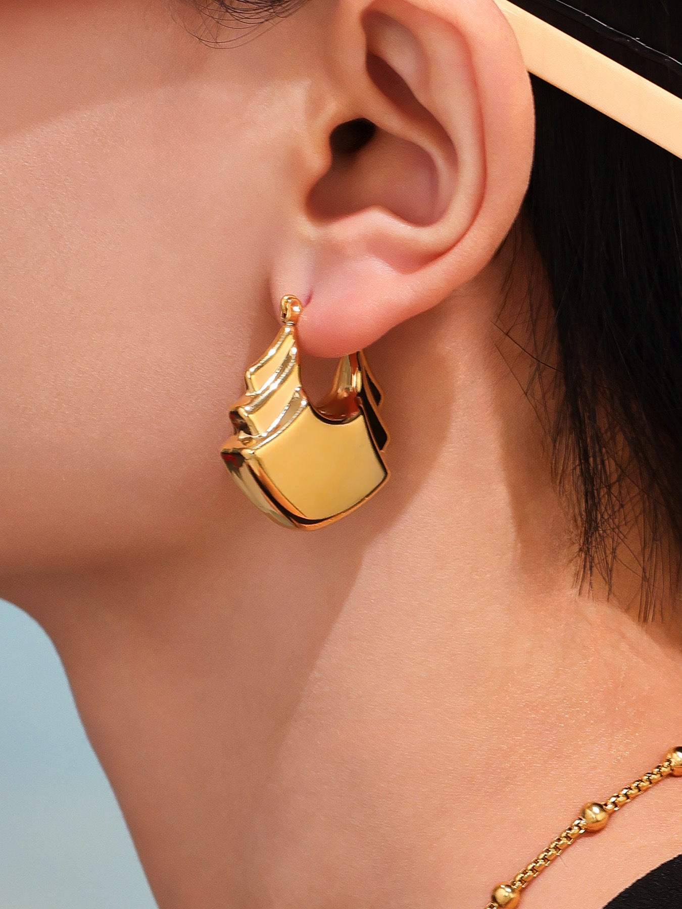 18K Gold Geometric Earrings Stainless Steel