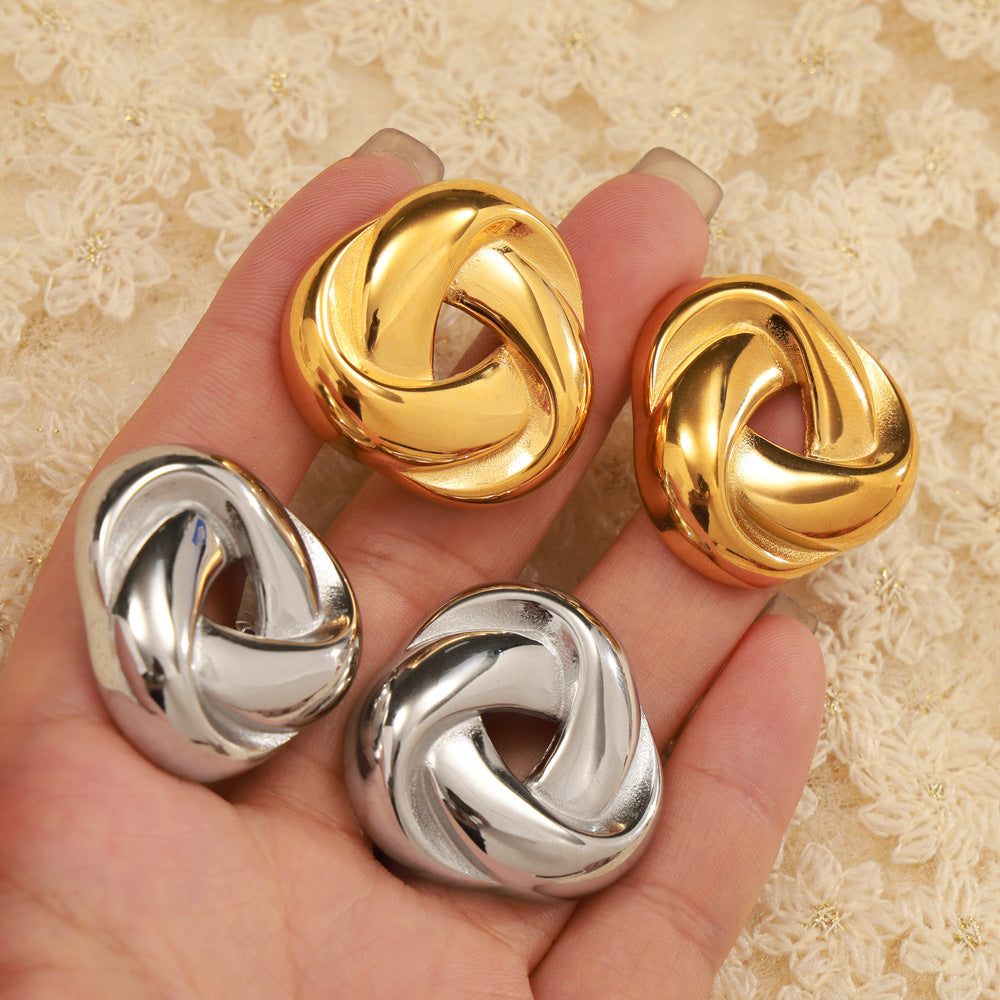 Twisted Triangular Stainless Steel Stud Earrings