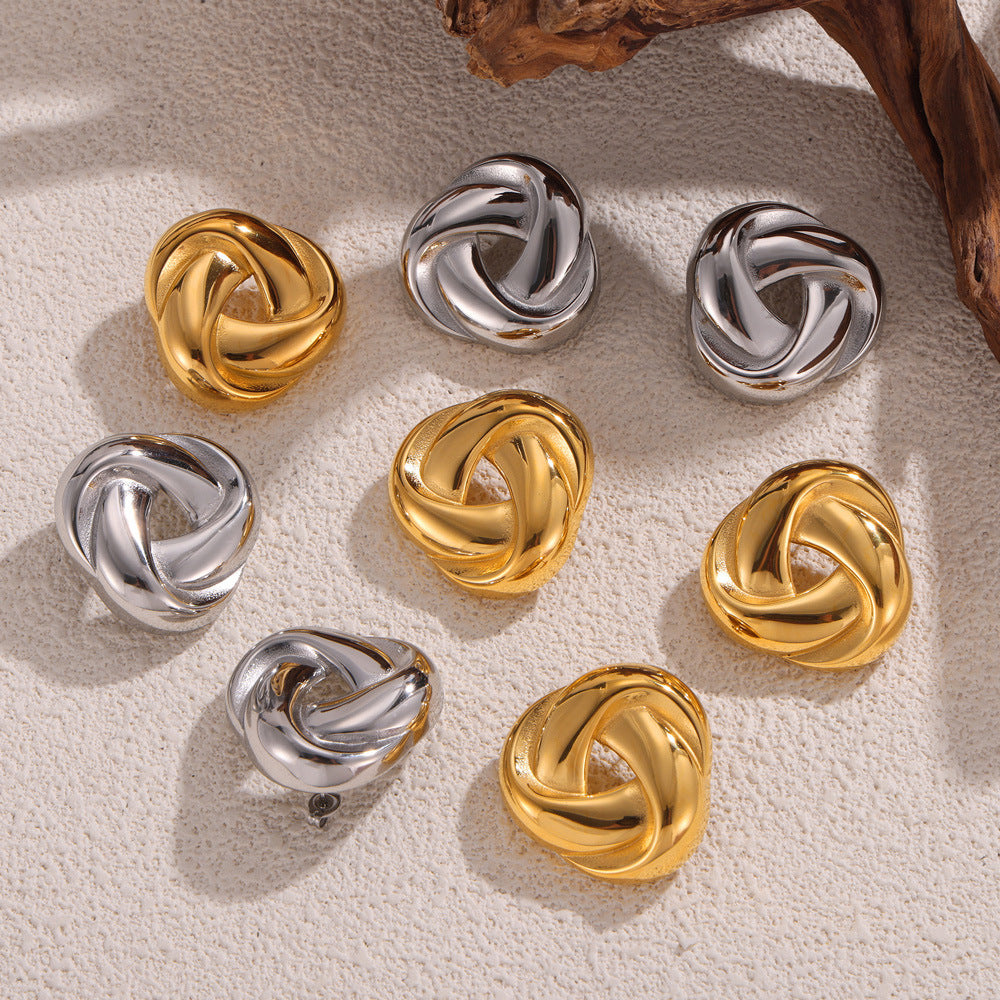 Twisted Triangular Stainless Steel Stud Earrings