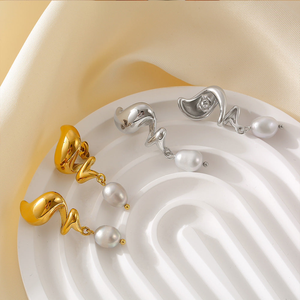 Spiral Freshwater Pearl Earrings