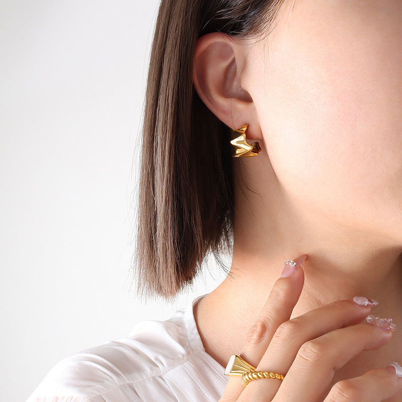Niche Design Irregular Geometric Earrings Stainless Steel