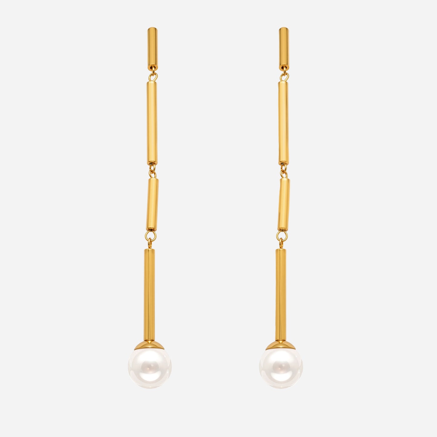 High-quality High-gloss Shell Bead Round Tube Splicing Long Earrings