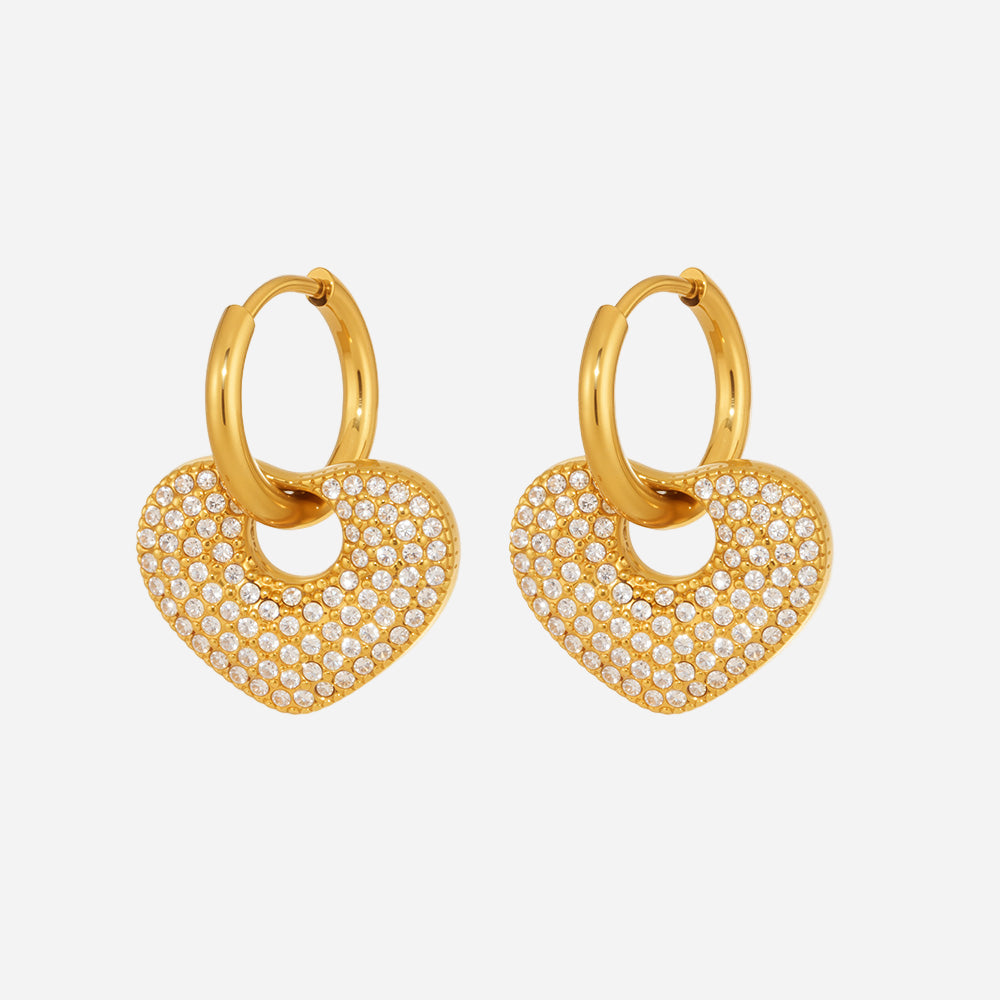 High-end Zirconium Heart Earrings Stainless Steel