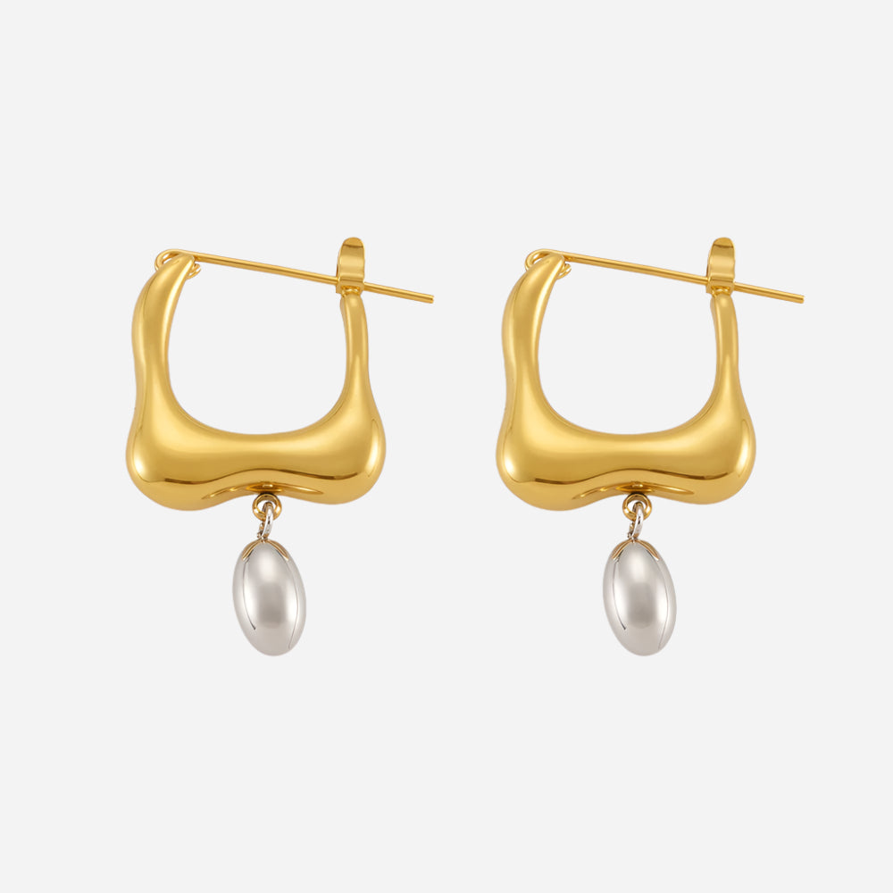 Stainless Steel Geometric Color Blocked Earrings