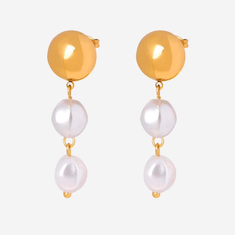 Tassel High Gloss Shell Bead Earrings Stainless Steel