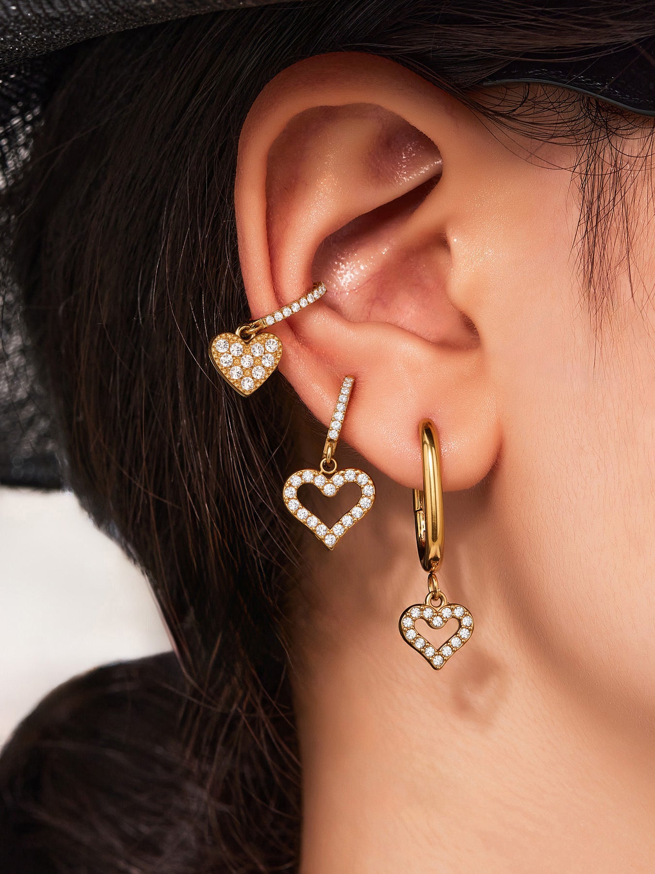 Hollow Heart Pendant With Floral Pattern Earrings Stainless Steel