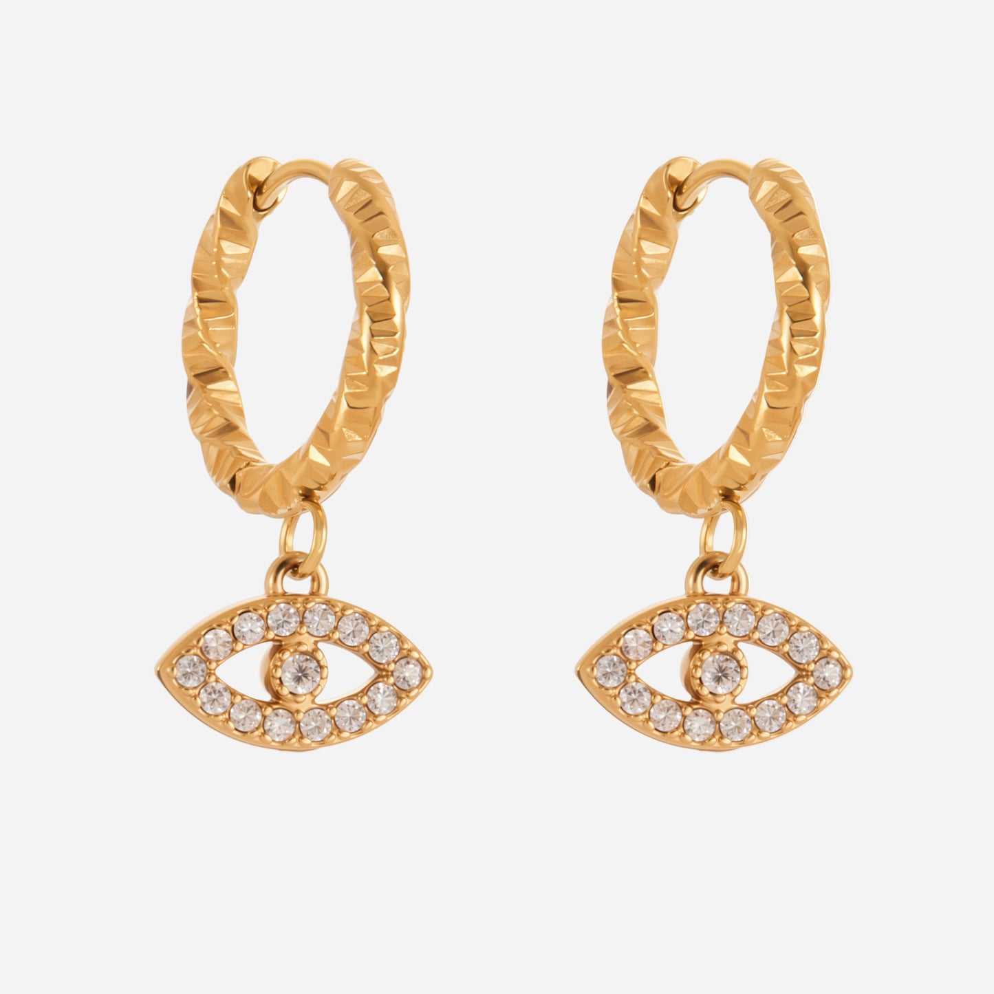 18k Gold Devil's Eye Full Zircon Earrings Stainless Steel