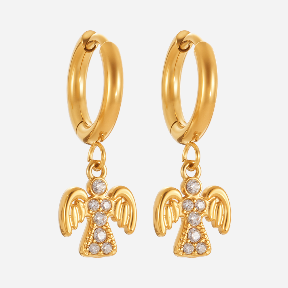 Super Shiny 5A Zircon Little Angel Pendant Earrings