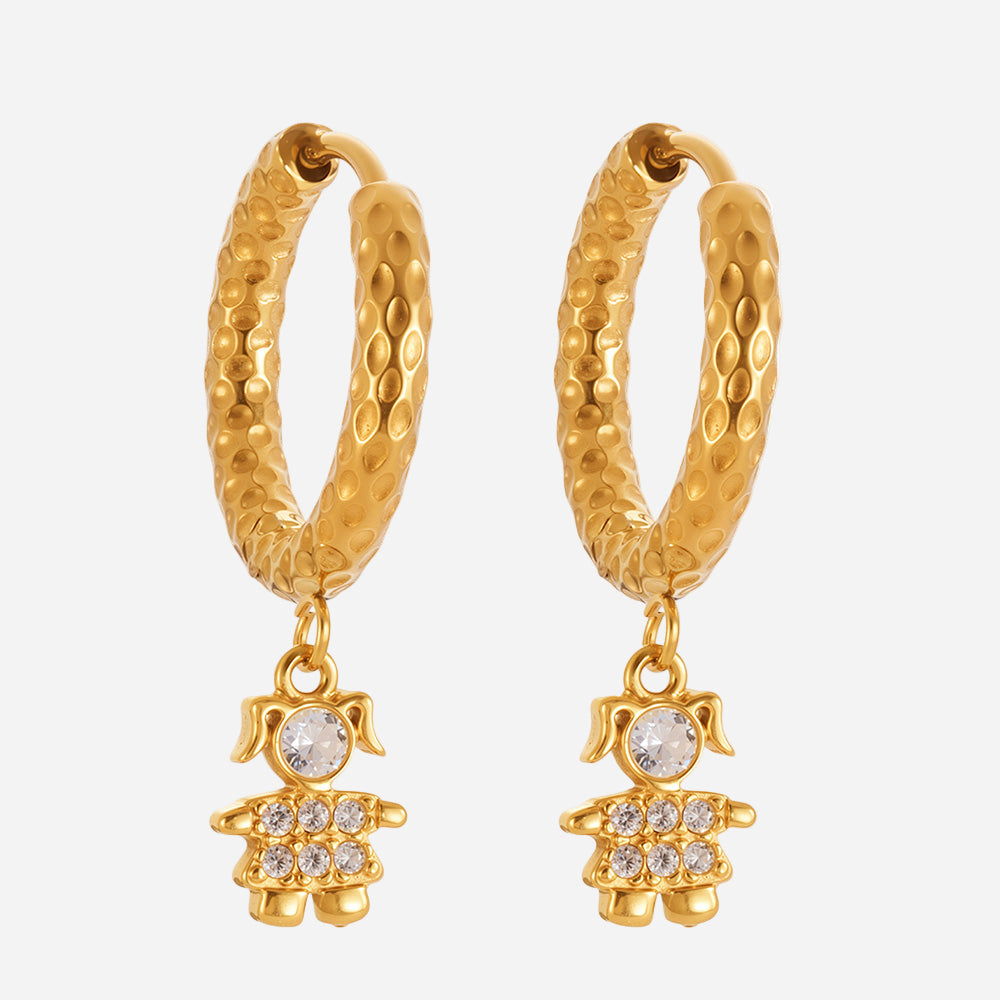 Exquisite Little Prince Stainless Steel Earrings With Diamonds