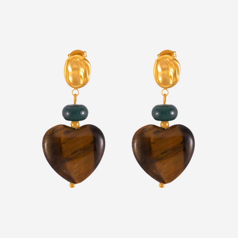 Tiger Eye Stone Stud Earrings