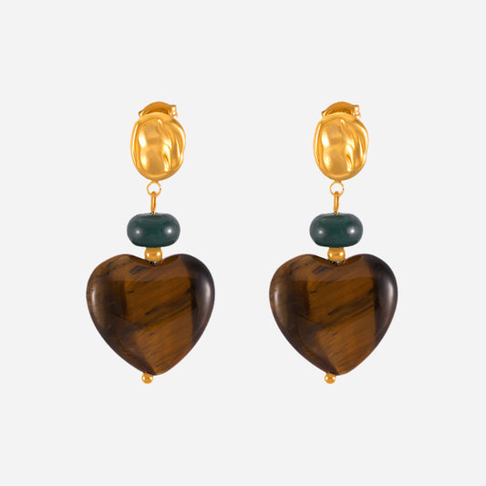 Tiger Eye Stone Stud Earrings