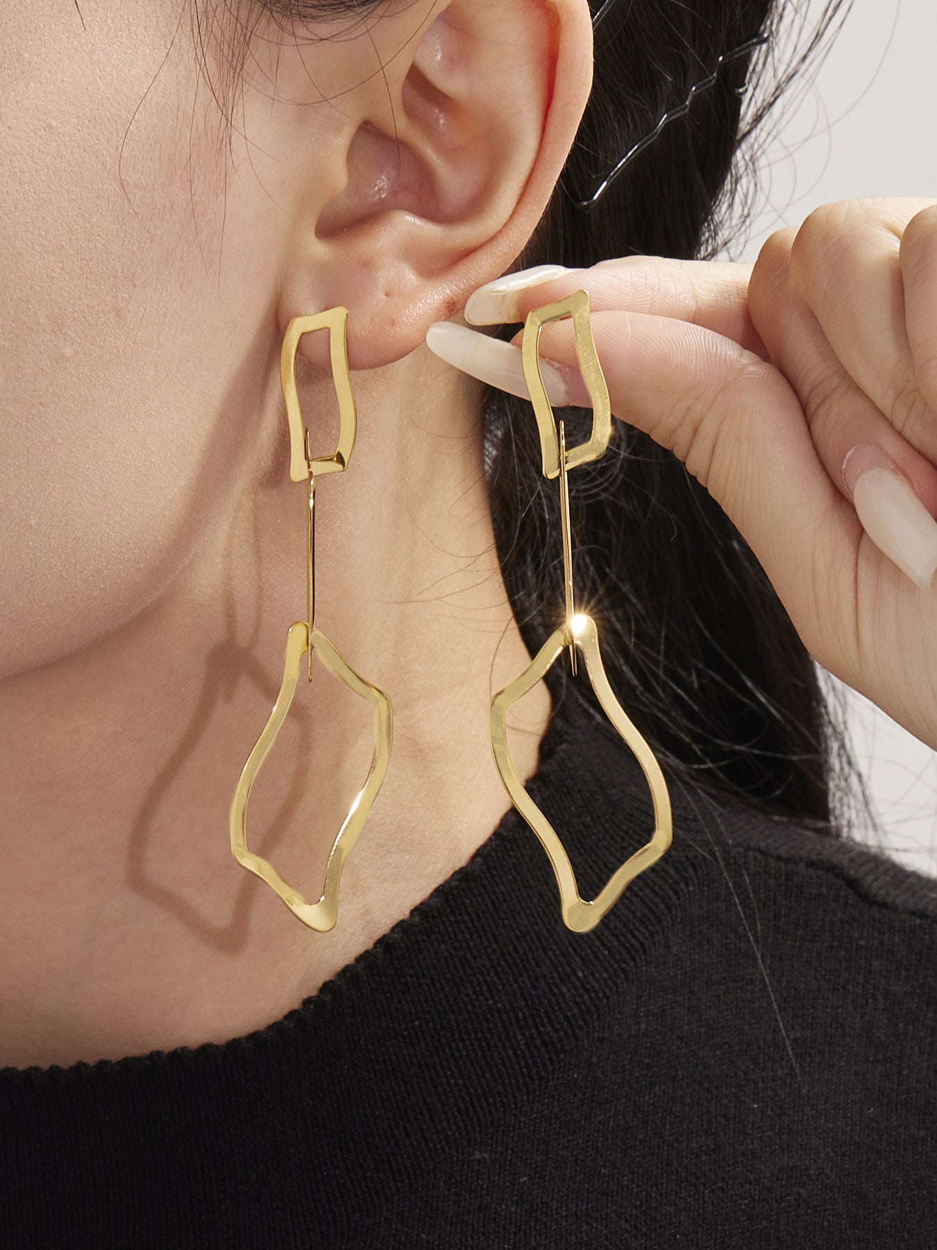 18k Gold Irregular Design Earrings Stainless Steel