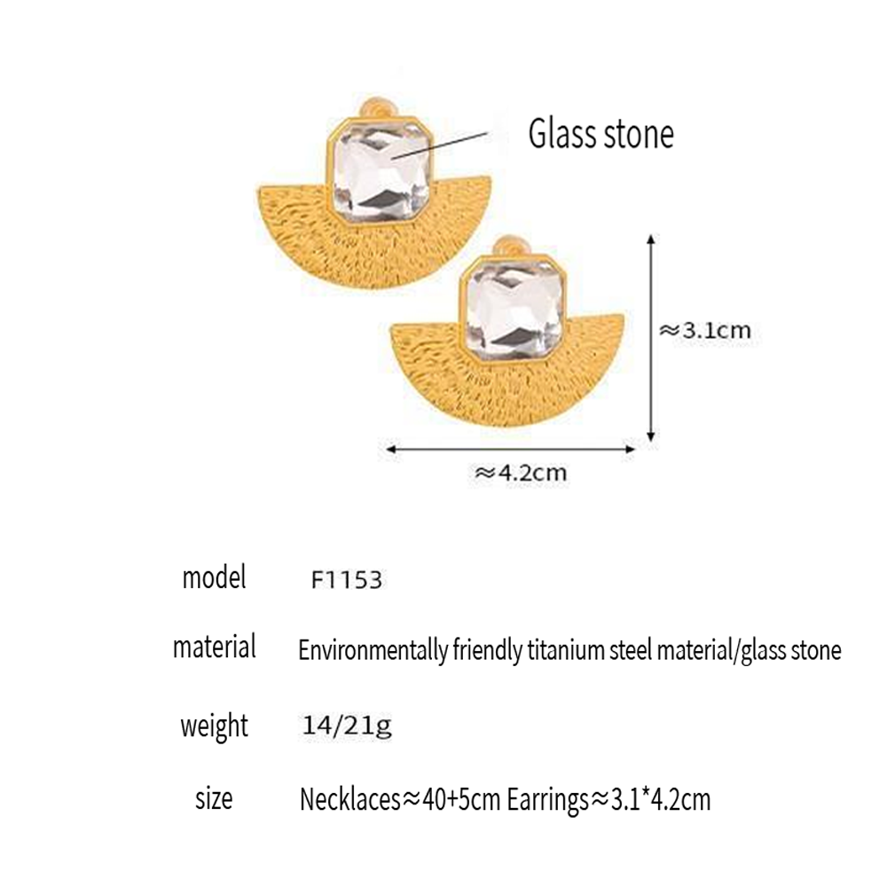 Fan Shaped Sea GLass Stone Stainless Steel Stud Earrings