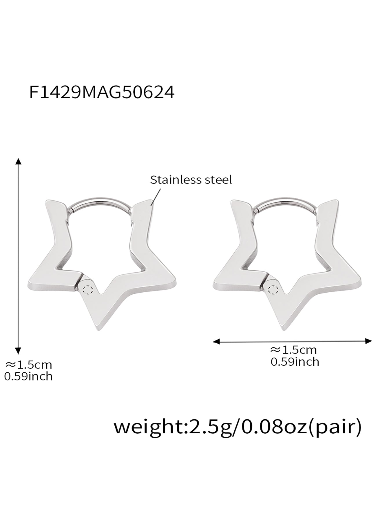 Pentagonal Stainless Steel Earrings