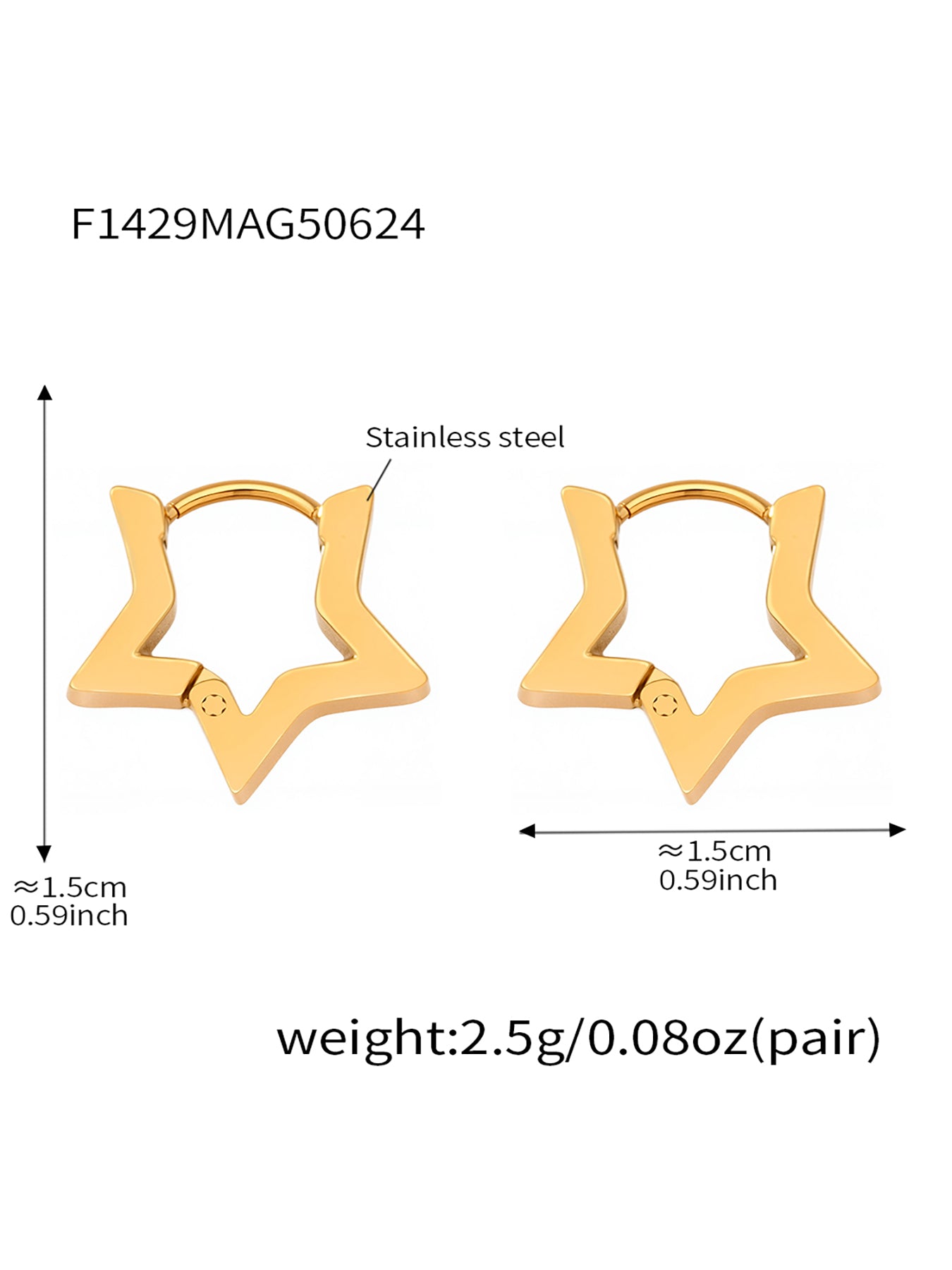 Pentagonal Stainless Steel Earrings