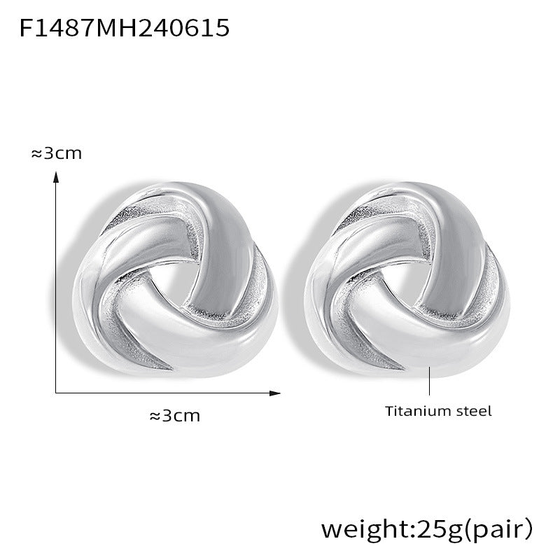 Twisted Triangular Stainless Steel Stud Earrings