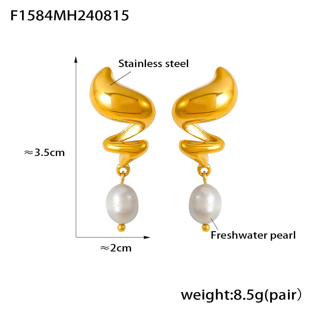 Spiral Freshwater Pearl Earrings