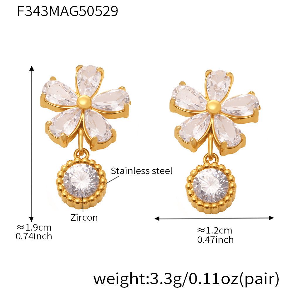 Zircon Flower Earrings For Women