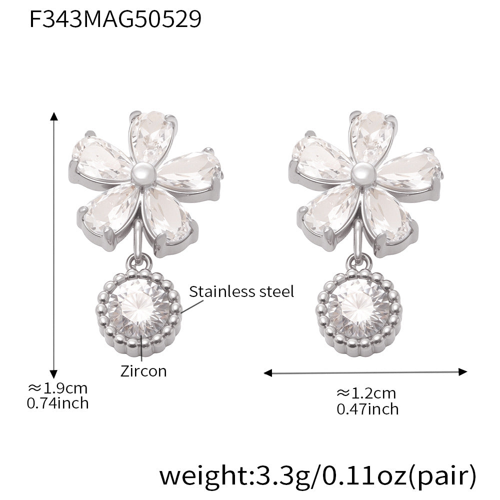 Zircon Flower Earrings For Women