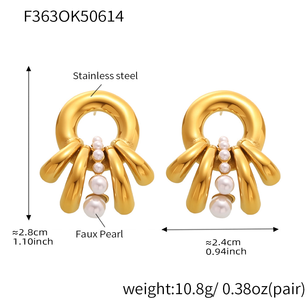 Pendientes multicapa de perlas francesas
