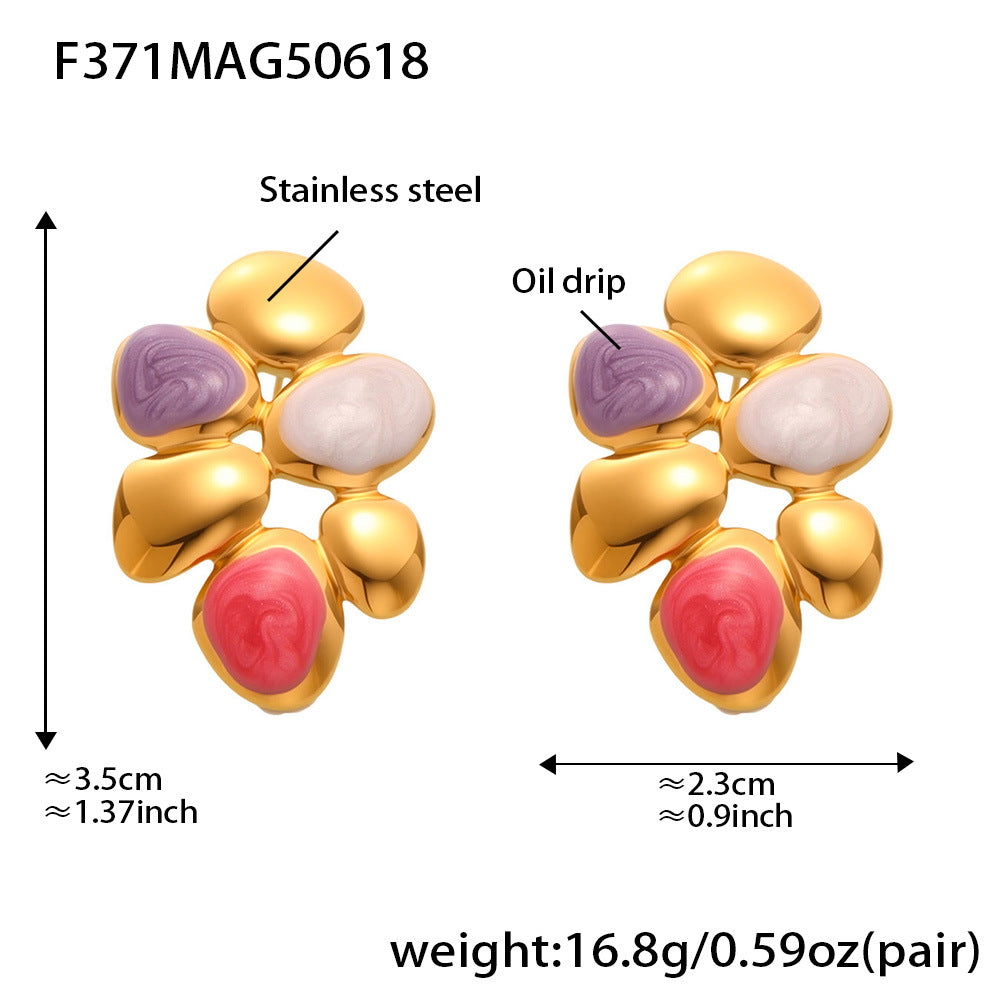 Irregular 0il Drip Stainless Steel Stud Earrings