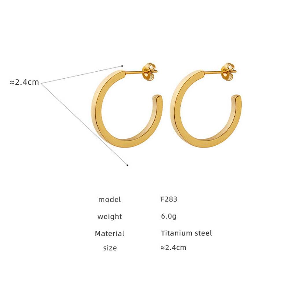C-Shaped Hoop Stainless Steel Stud Earrings
