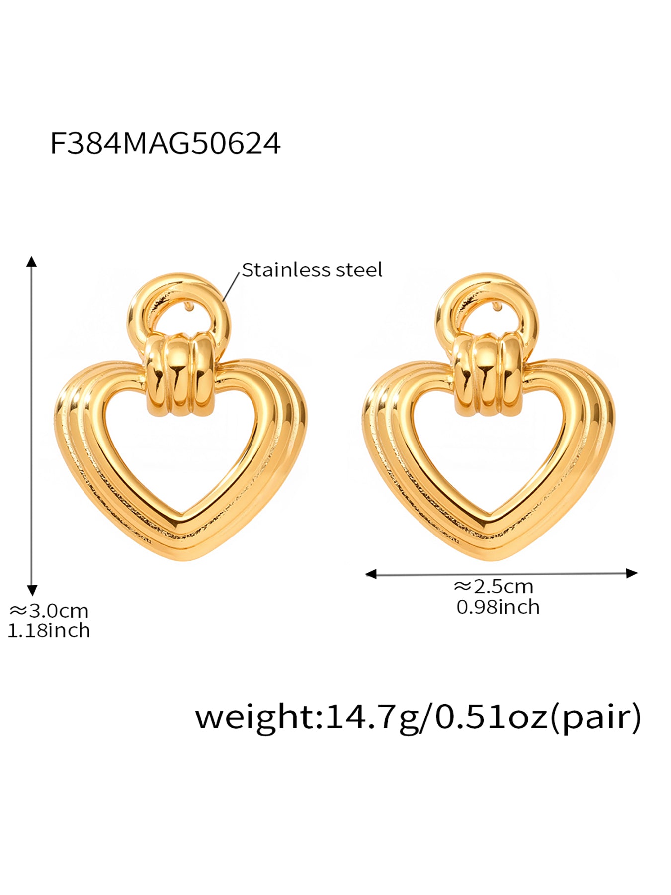 Stainless steel Heart-Shaped Earrings