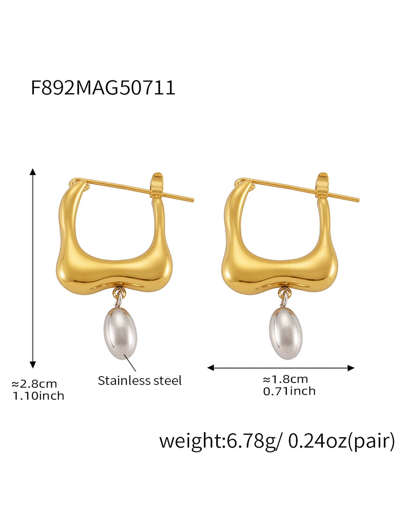 Stainless Steel Geometric Color Blocked Earrings