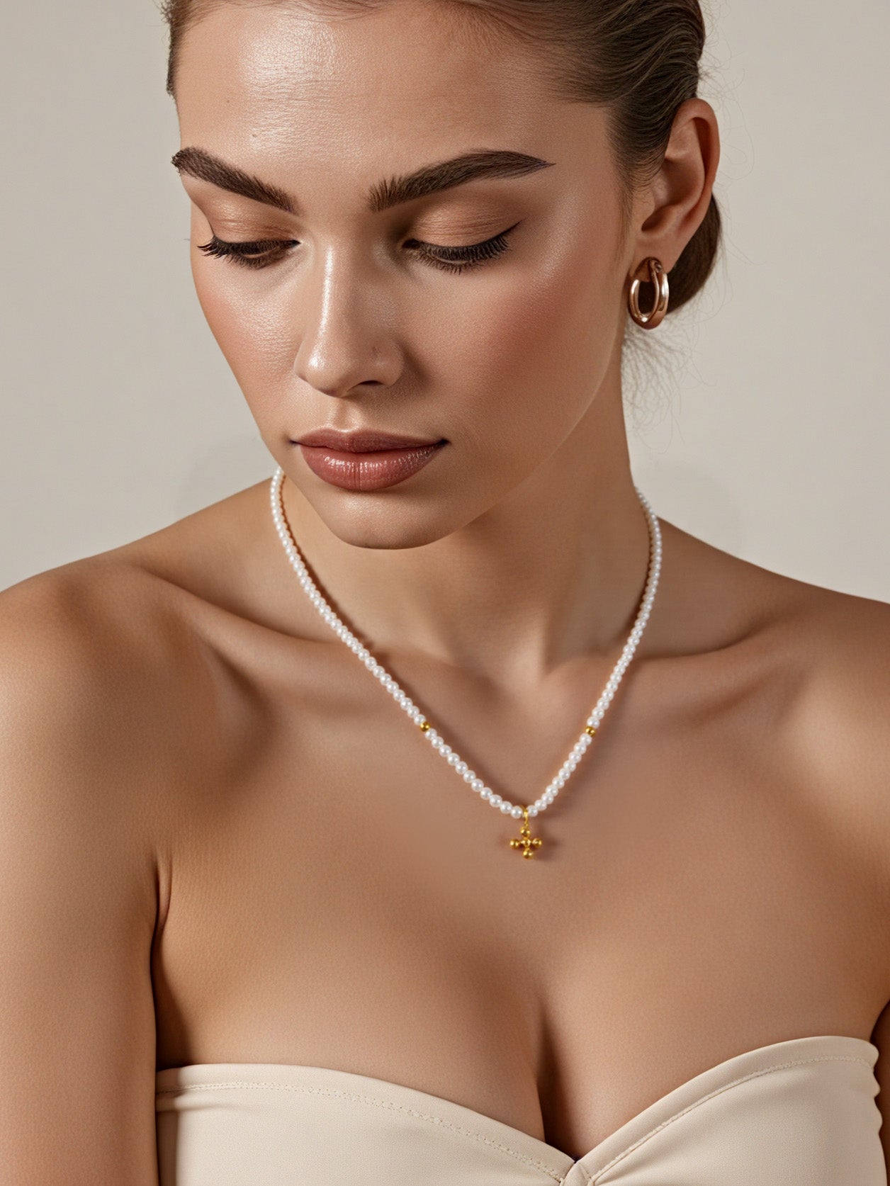 Glass & Pearl Cross Pendant Necklace – Elegant Faith Jewelry