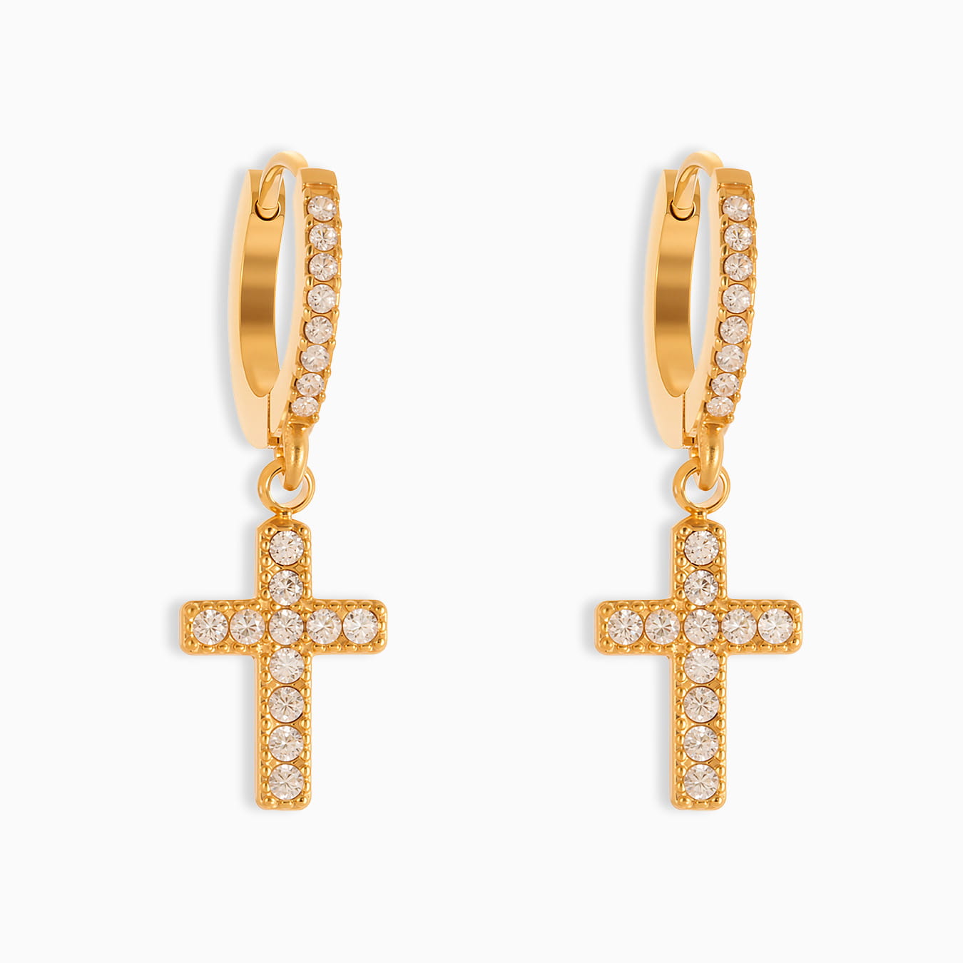 Classic Simple Cross Micro Paved Zircon Earrings
