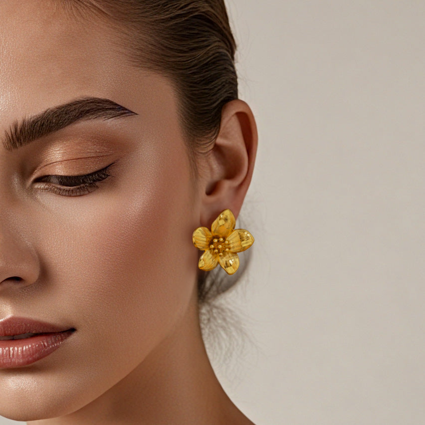 Gold Flower Earrings