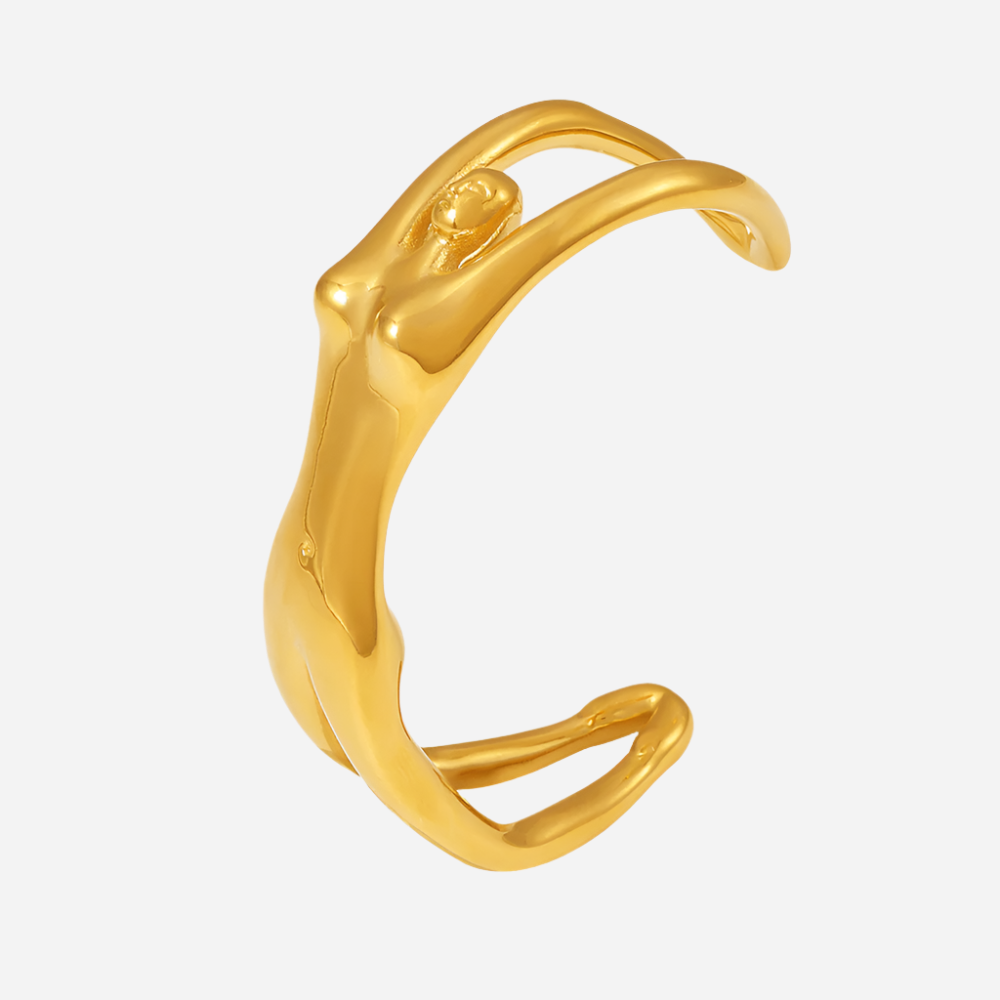 18K gold-plated tennis bracelet featuring a European ridged bangle style