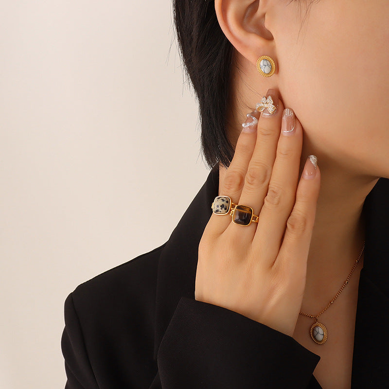 Bohemian vintage cat's eye earrings, natural turquoise handmade jewelry