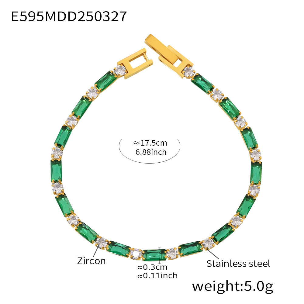 Green beaded bracelet with gold clasp – stainless steel gemstone jewelry