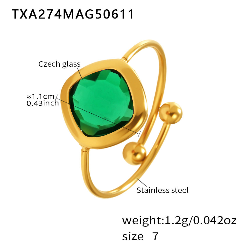Green sea glass bracelet with gold stainless steel and measurement guide