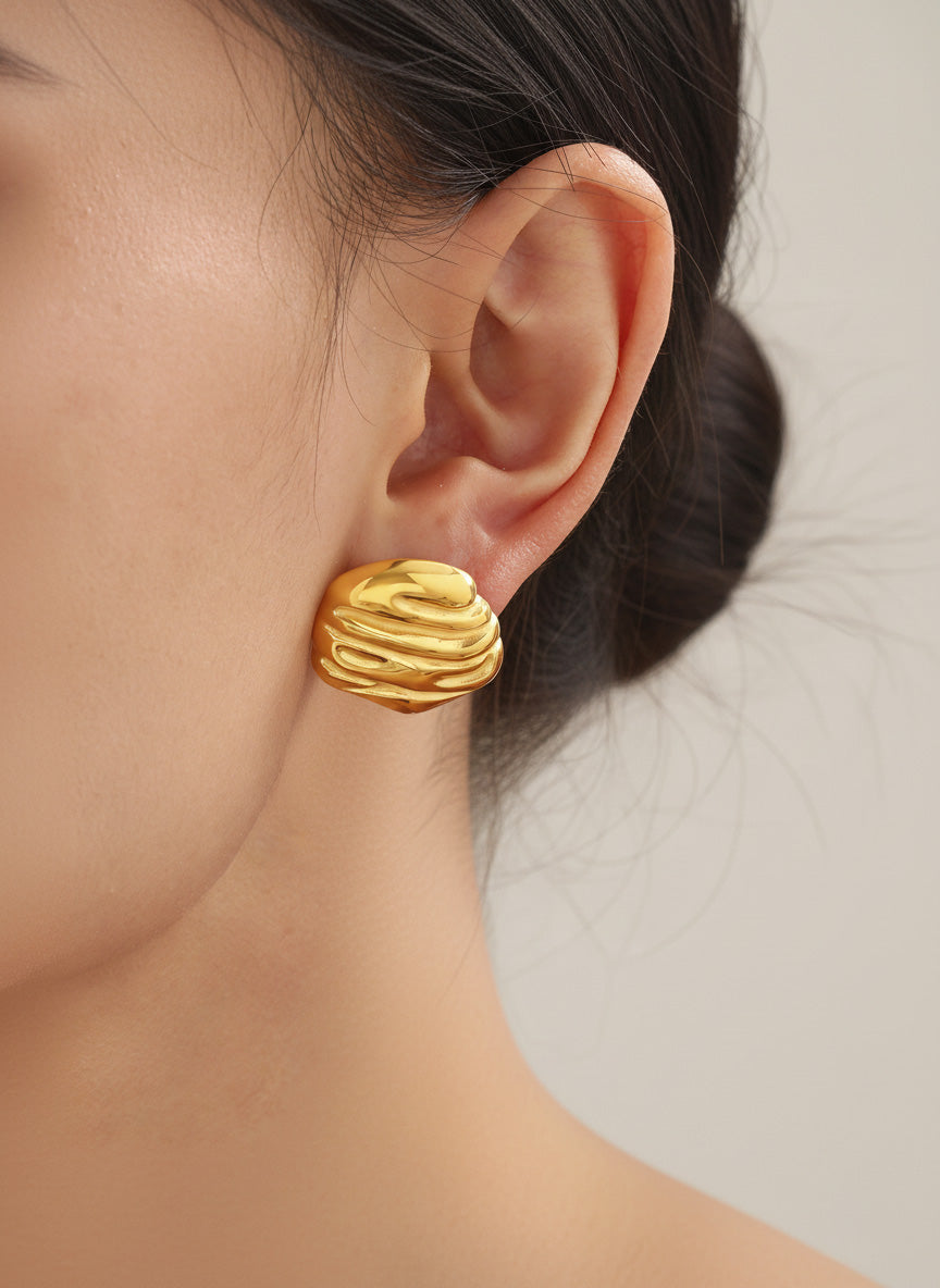 Irregular Wrinkled Hammered Lace Earrings
