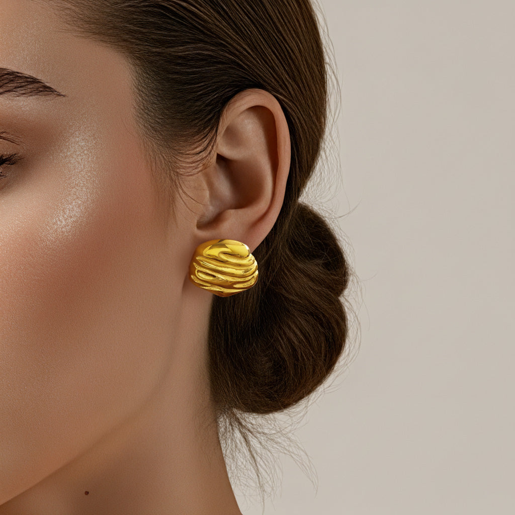 Irregular Wrinkled Hammered Lace Earrings