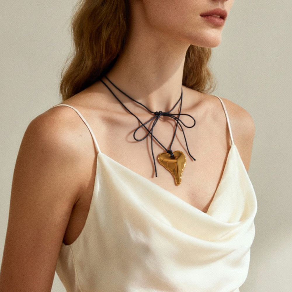 Molten Muse Leather Cord Stainless Steel Necklace Collection