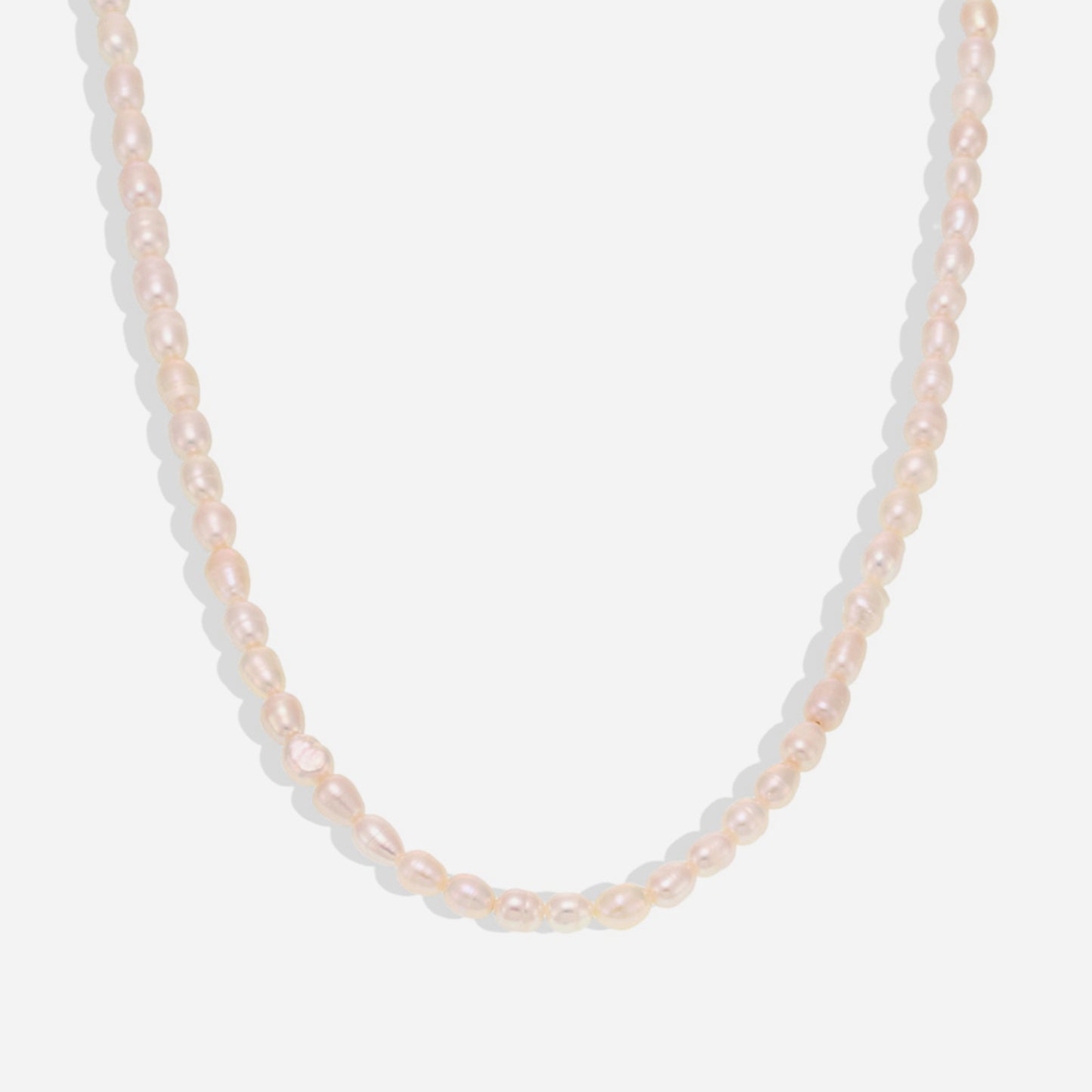 Natural Baroque Pearl Necklace with Gold Chain – White Background Product Photo