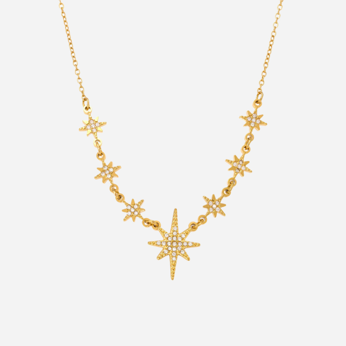 Zircon Eight-pointed Star Multi-accessory Clavicle Necklace Stainless Steel
