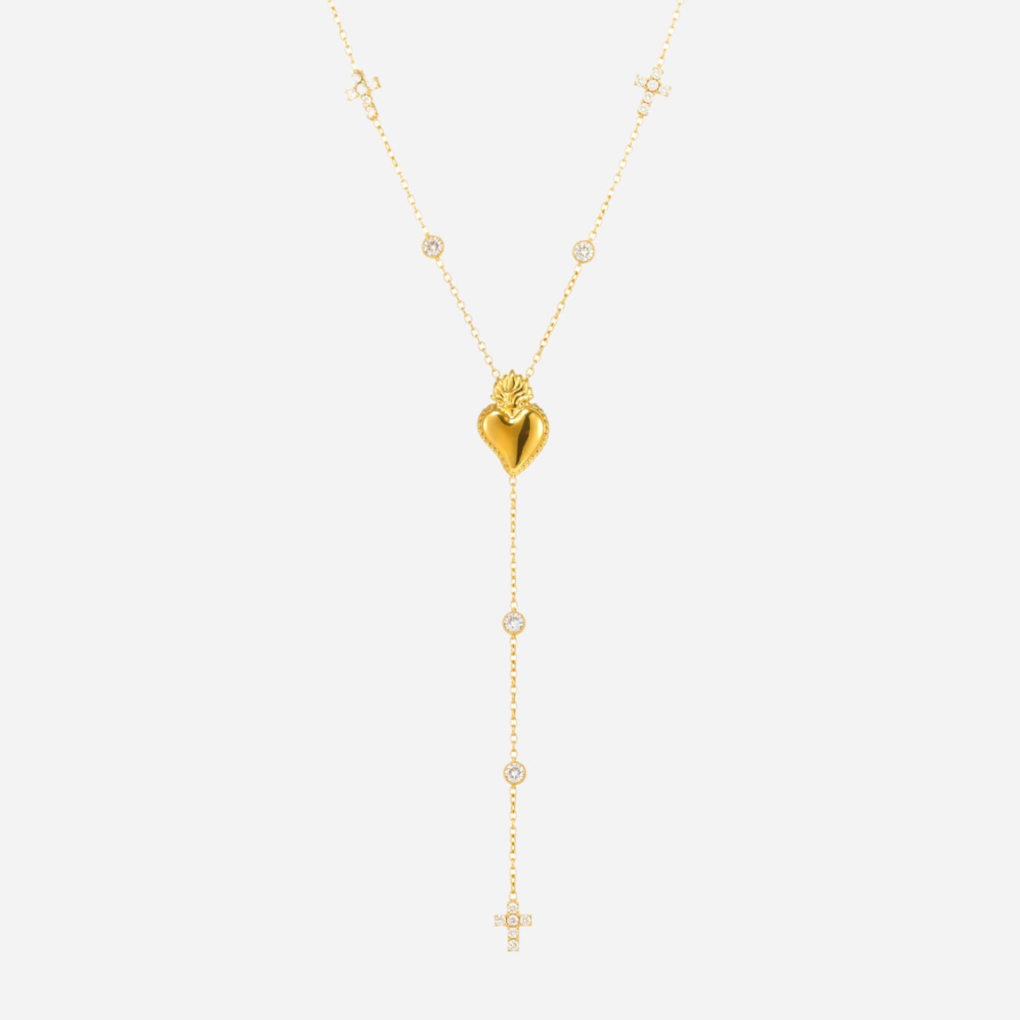 5A Zircon Cross Multi-layer Tassel Clavicle Necklace Stainless Steel
