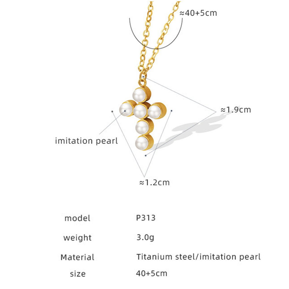 Pearl Cross Pendant Necklace – Elegant Waterproof Faith Jewelry