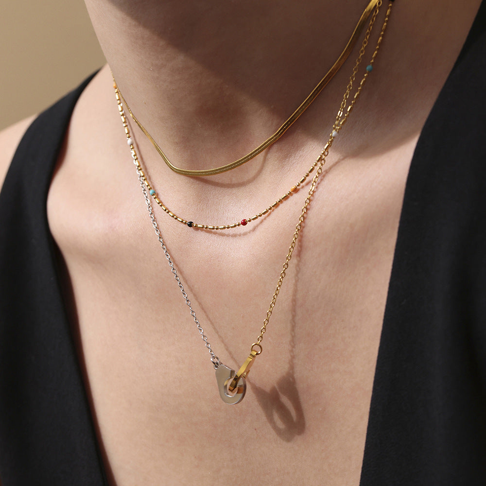 Personalized Color matching Handcuff Necklace 18k Gold Plated