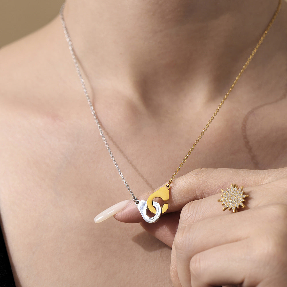Personalized Color matching Handcuff Necklace 18k Gold Plated