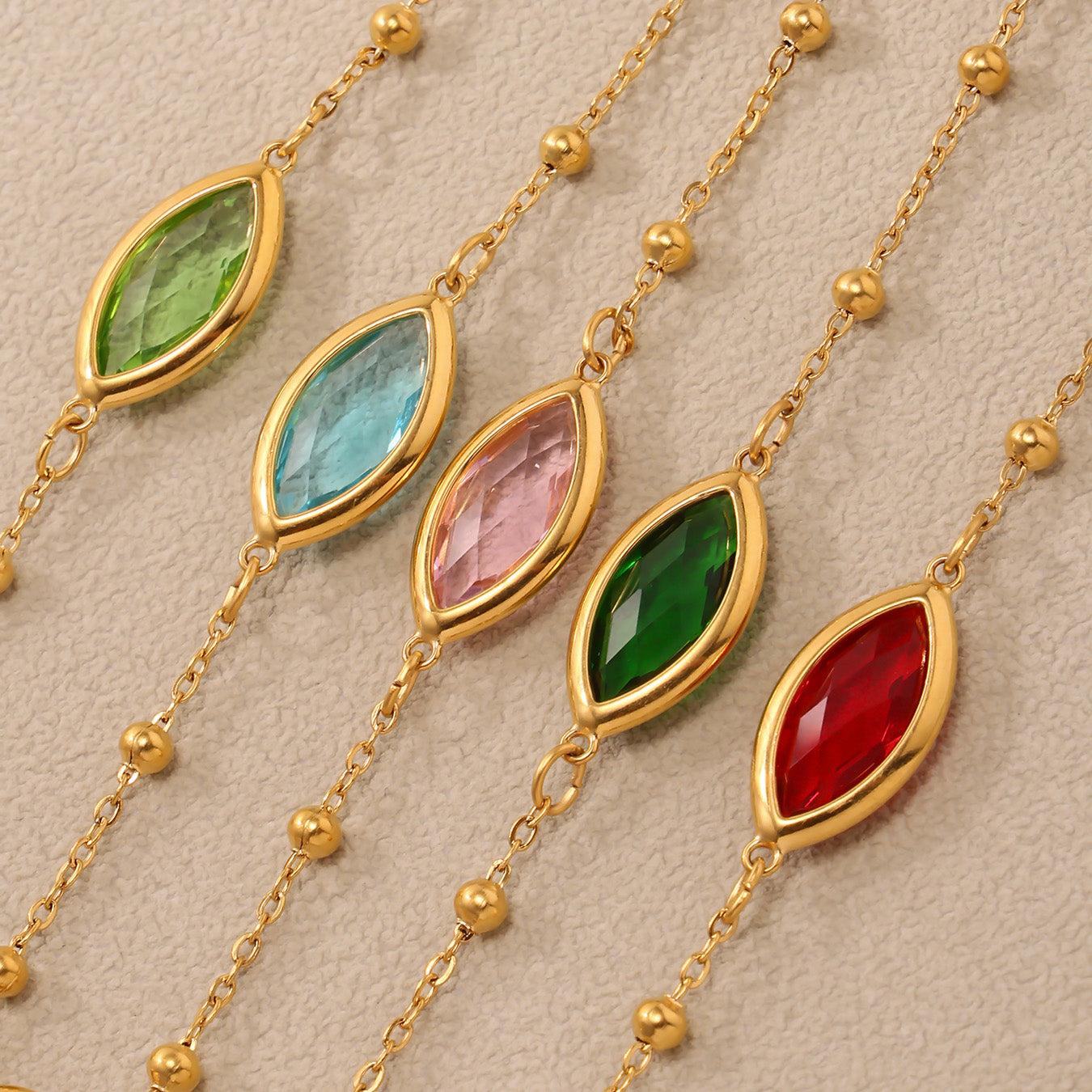 Rainbow Sea Glass Necklace | Gold Beaded Multicolor Statement Jewelry