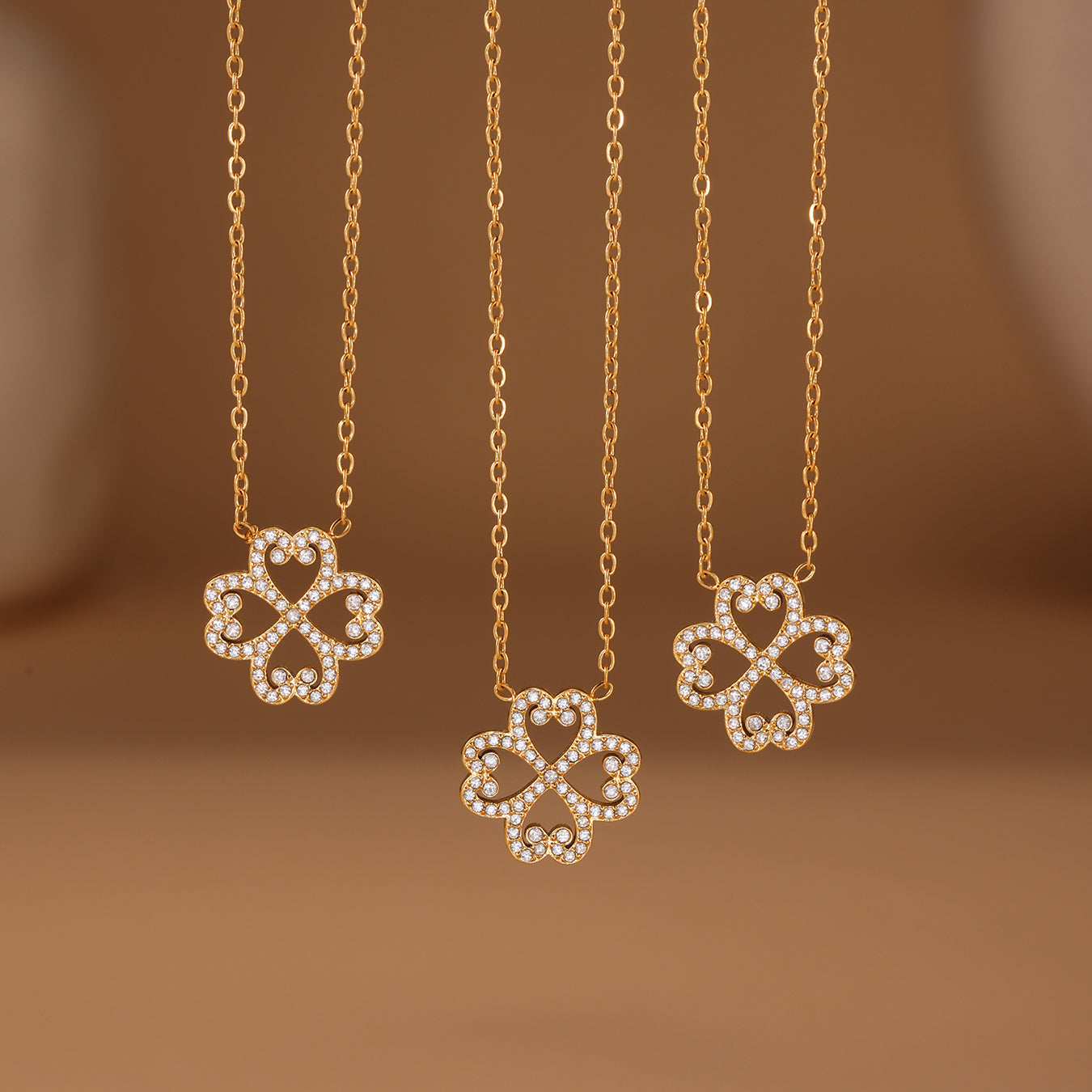 Heart & Four Leaf Clover Charm Necklace | Lucky Stainless Steel