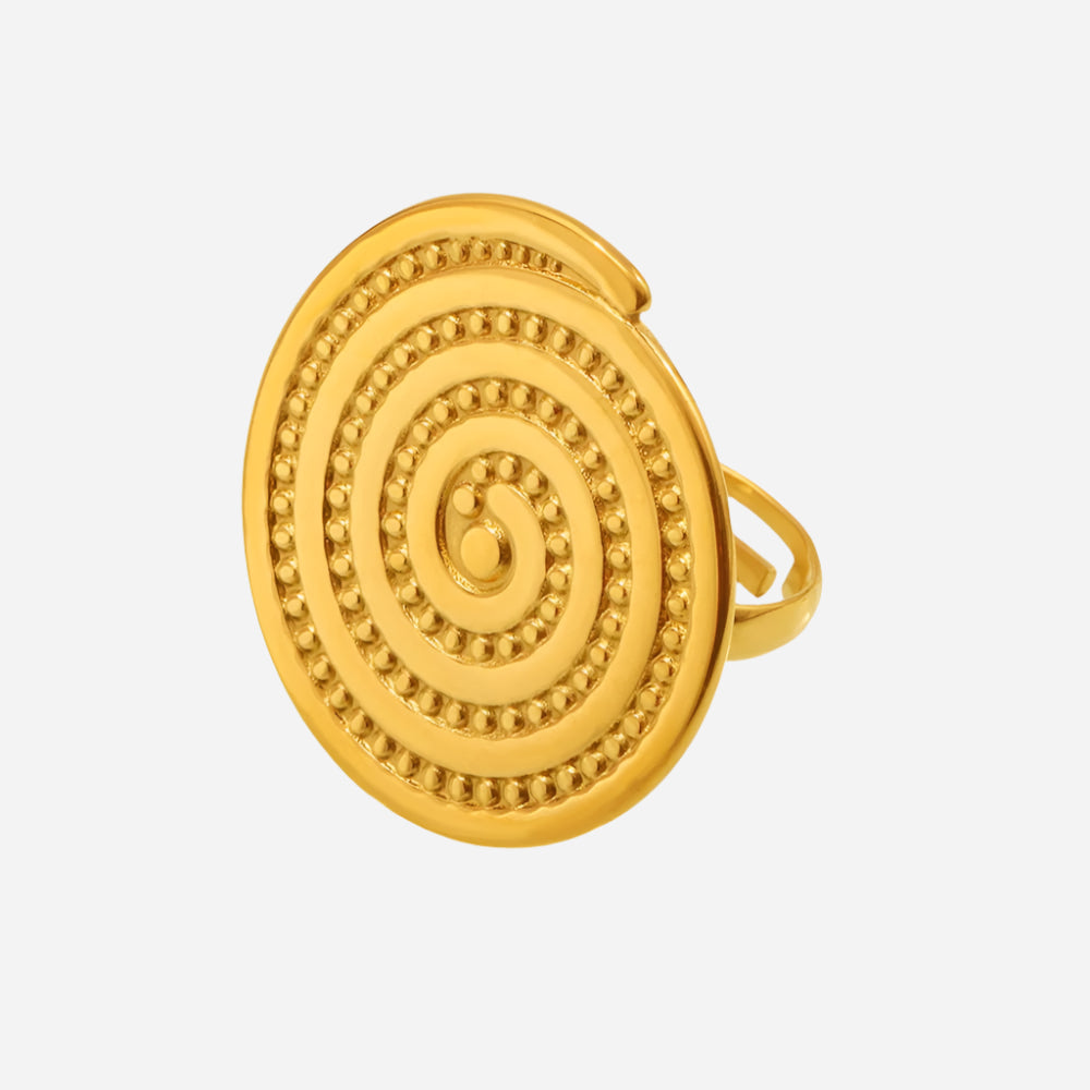 Bold 18K Gold Plated Circle Groove Open Ring